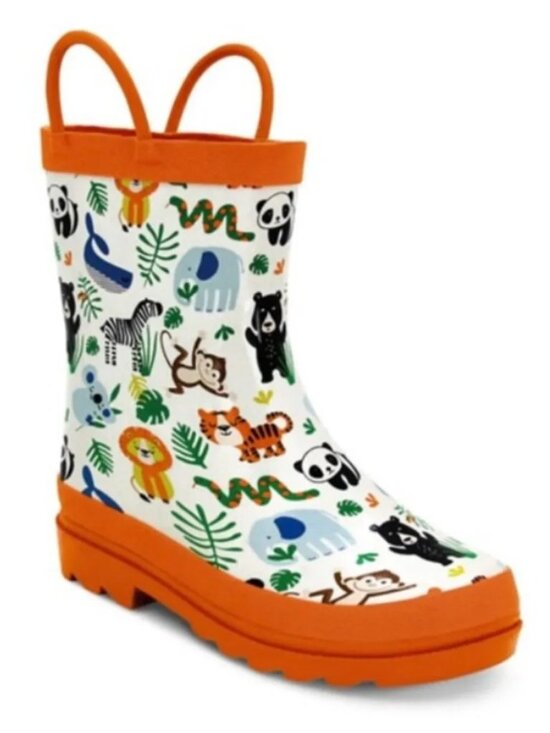 Lily & Dan Other - Lily & Dan Kids Safari Jungle Rain Boots Orange Animal Print Waterproof 11/12